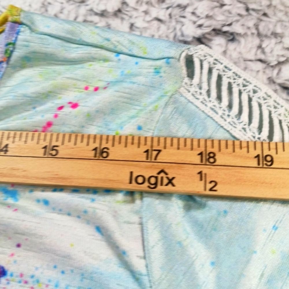Leoma Lovegrove Wearable Art Tunic 3/4 Bell Sleeve Crochet Beach Theme Women XL. - Picture 5 of 9